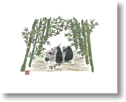 Panda Bear In Bamboo Bush by Keiko Suzuki on Artfully Walls