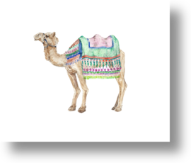 Decorated Indian Camel Watercolor by Lauren Rogoff on Artfully