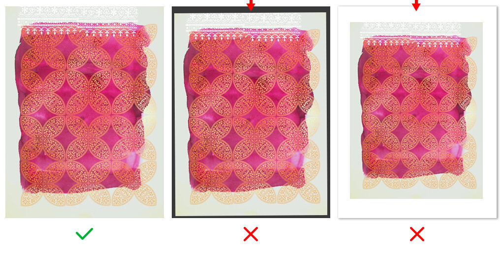 Files should be cropped properly and not include any border.