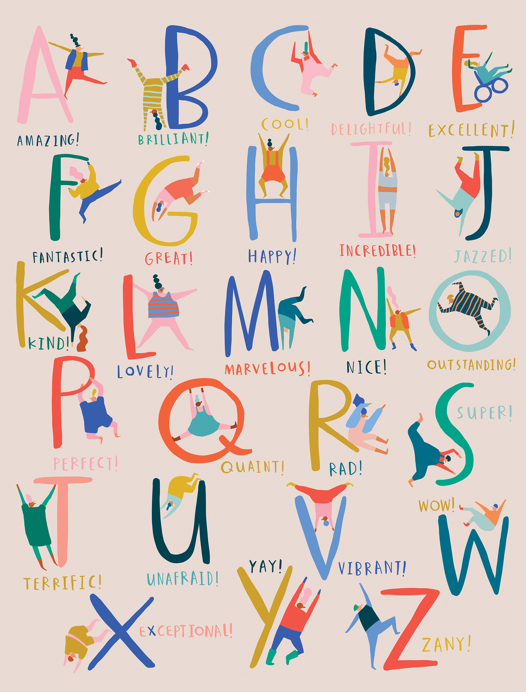 A playful alphabet print brings color and encouragement to a back-to-school kids' room.