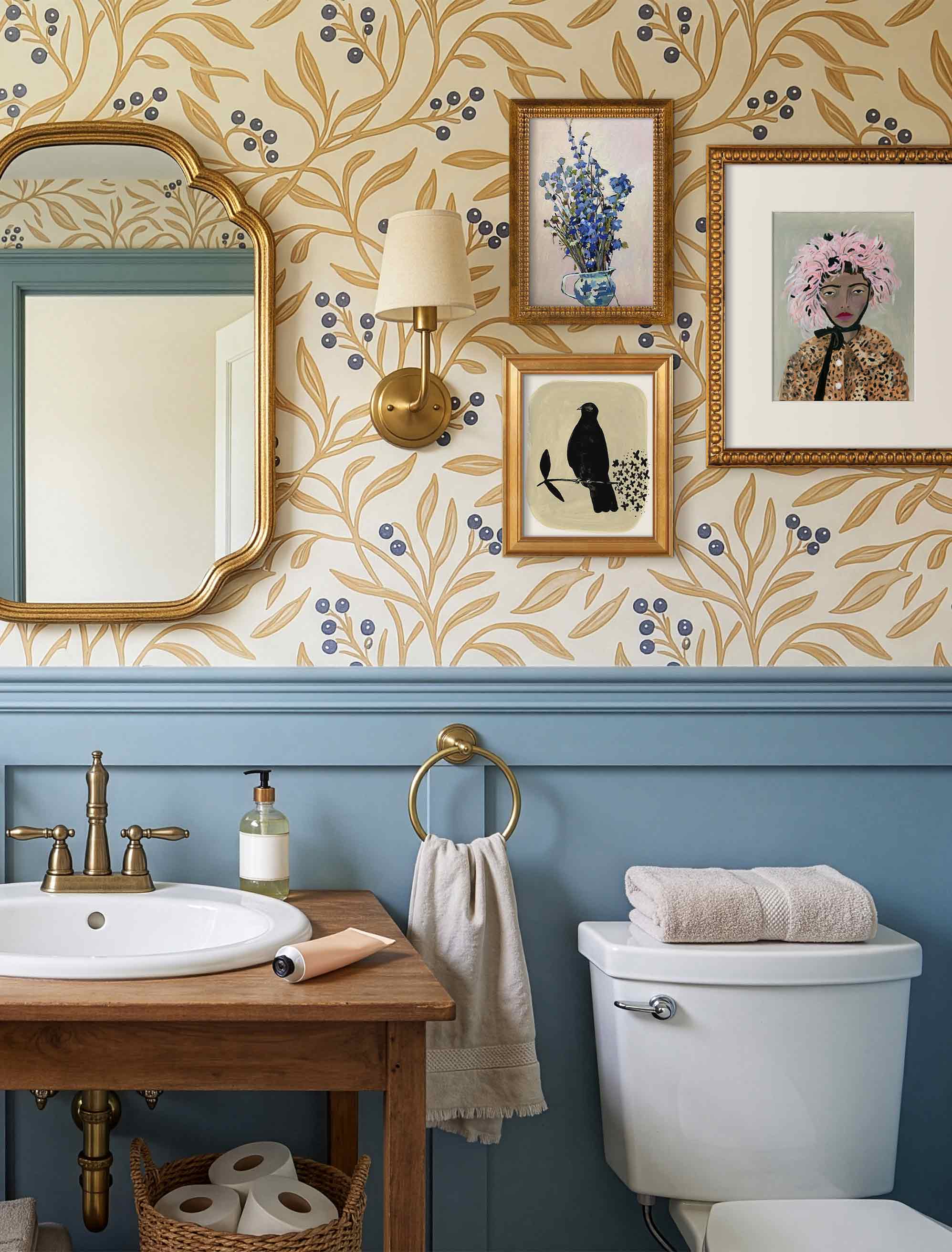 Small but mighty: bold color, pattern, and personality-packed art turn a powder room into the most memorable room in the house.