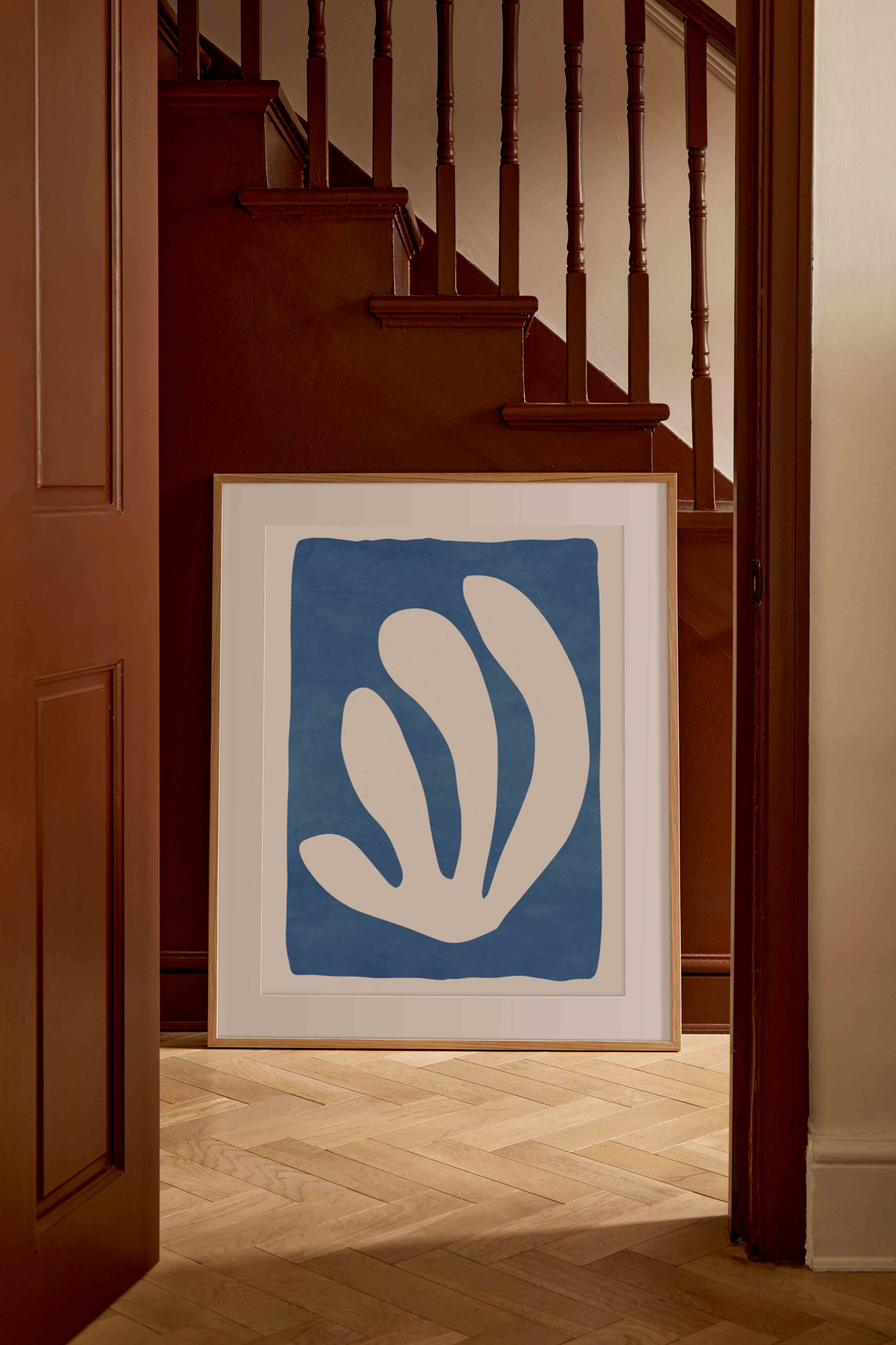 A simple, chic statement piece with a Matisse-cut-out inspired artwork.