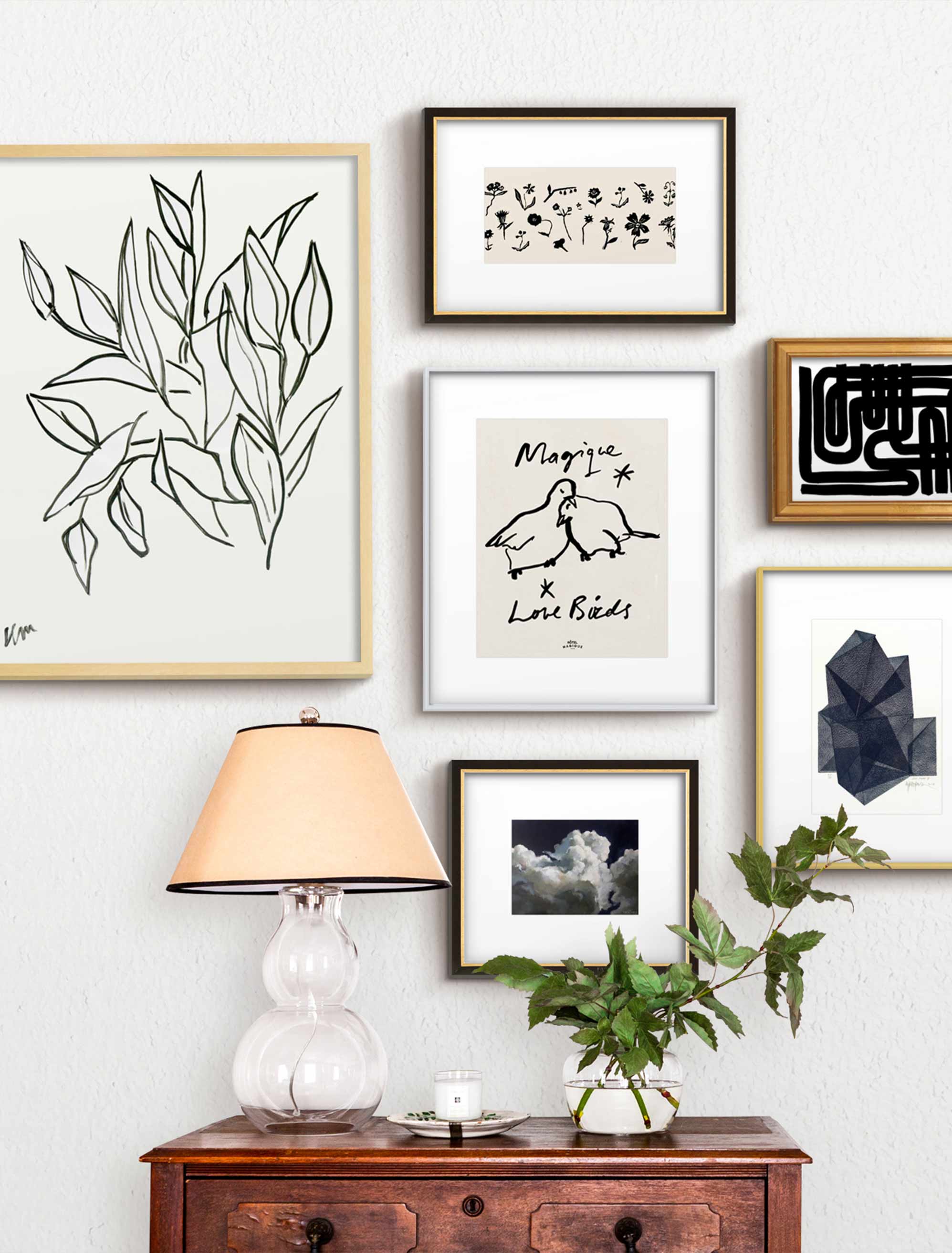 A black and white gallery is versatile, classic and chic in just about any interior.
