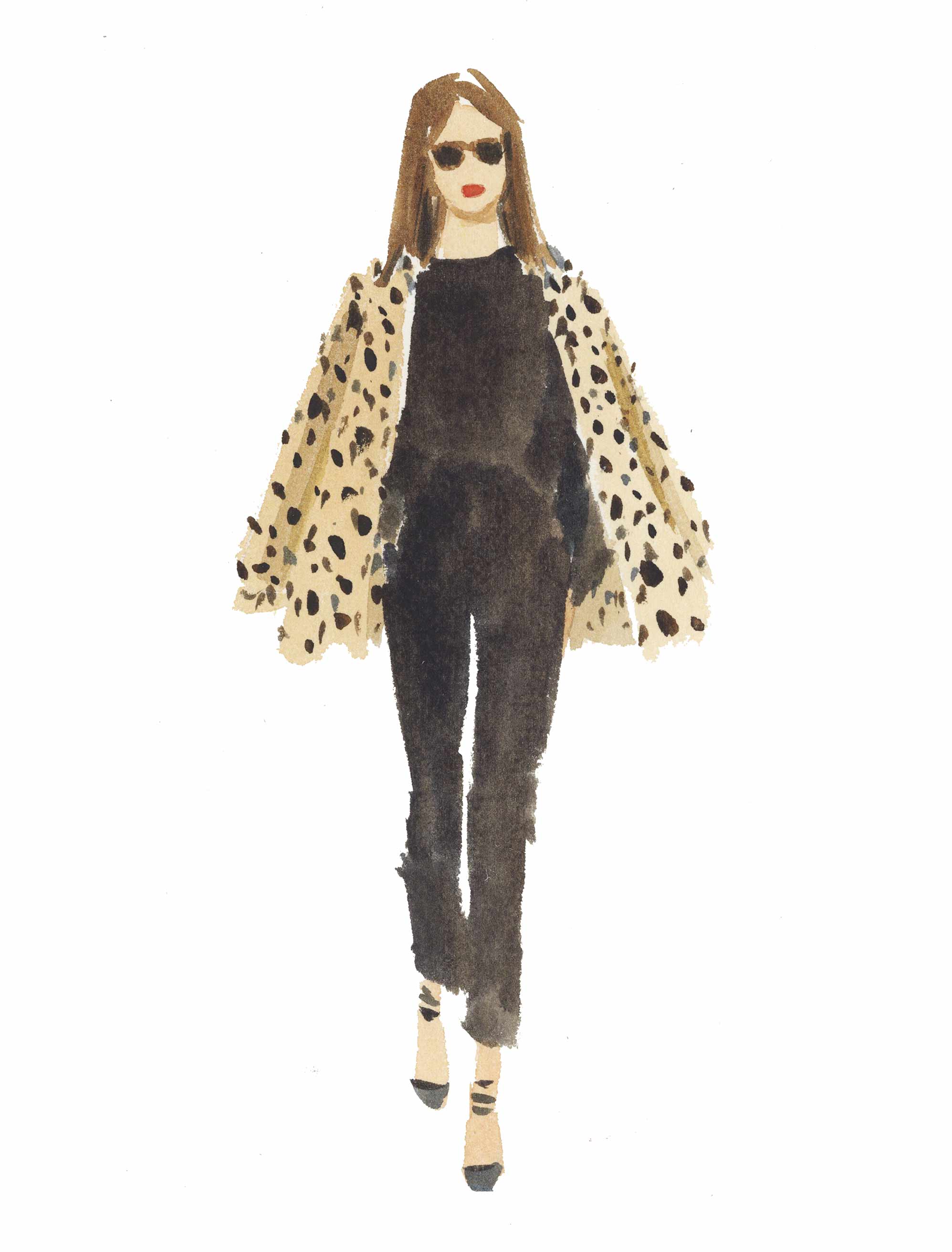 Fashion illustration Leopard and Black by Caitlin McGauley.