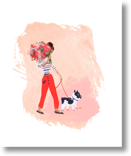 Woman With Dog by Cat Seto on Artfully Walls | Artfully Walls
