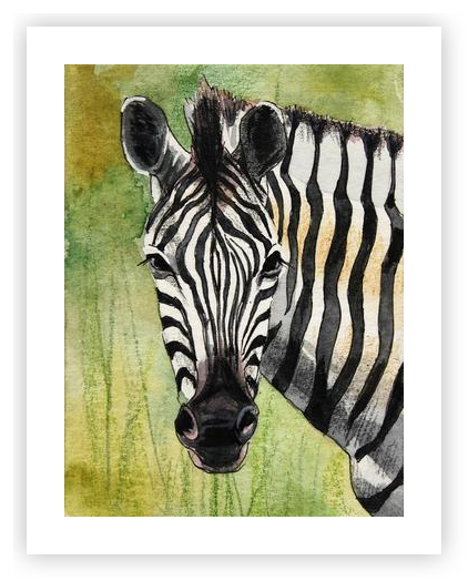 Zebra portrait by Marina Artamonov on Artfully Walls | Artfully Walls