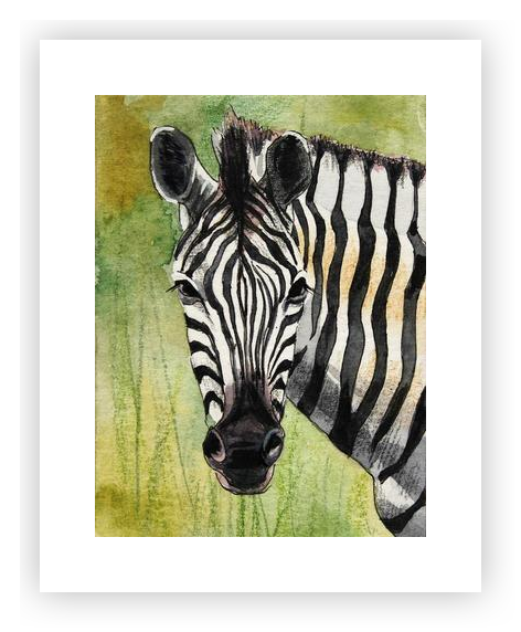 Zebra portrait by Marina Artamonov on Artfully Walls | Artfully Walls