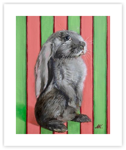 Bunny with Stripes by Marina Kozyr on Artfully Walls | Artfully Walls