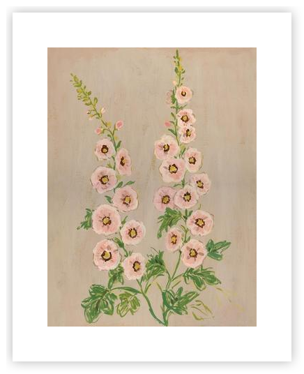 Hollyhocks on Buff by Catherine Shaw on Artfully Walls | Artfully