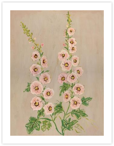 Hollyhocks on Buff by Catherine Shaw on Artfully Walls | Artfully