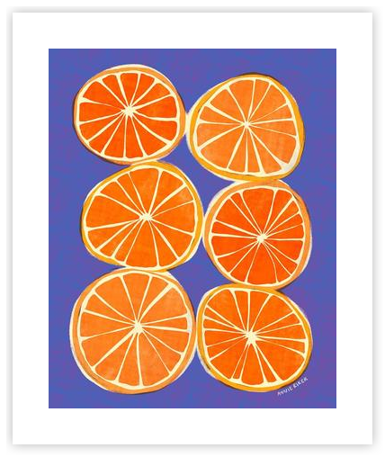 Orange Slices on Blue by Annie Riker on Artfully Walls | Artfully