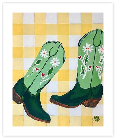 Daisy Boots by Nicole Simms on Artfully Walls | Artfully Walls