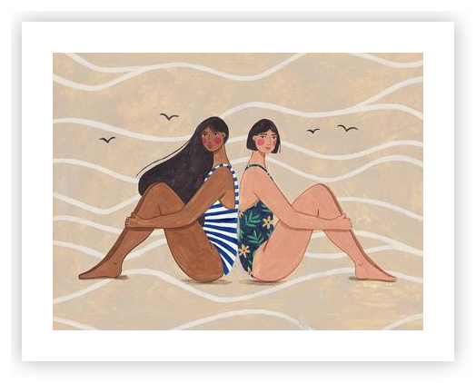 Women by the Sea – Modern Beach Illustration by Caroline Bonne