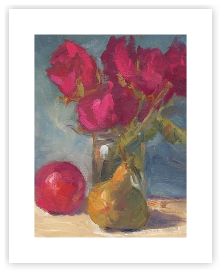 roses with fruit by Carole Abla on Artfully Walls | Artfully Walls