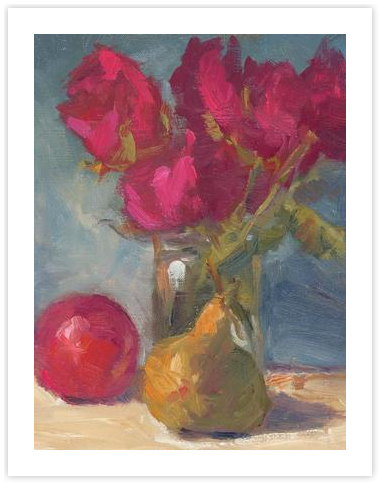 roses with fruit by Carole Abla on Artfully Walls | Artfully Walls