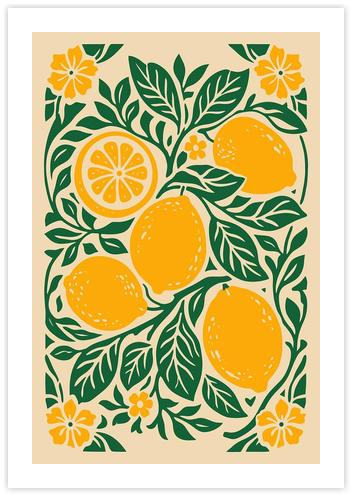 Lemon Kitchen Wall Art by Edith Kurc - Wild Fever Studio on