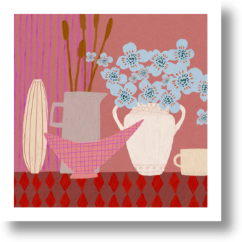 Blue Flowers still life by Anne Bentley on Artfully Walls