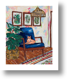 Ginger Cat in Mid Century Chair by Lara Lee Meintjes on Artfully