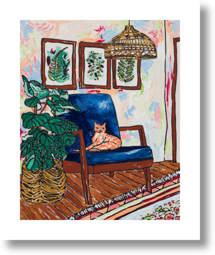 Ginger Cat in Mid Century Chair by Lara Lee Meintjes on Artfully
