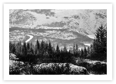 Path through the Winter Valley Monochrome Landscape by Femke
