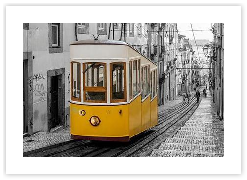 Yellow cable car in Lisbon by Sander Groenendijk on Artfully Walls