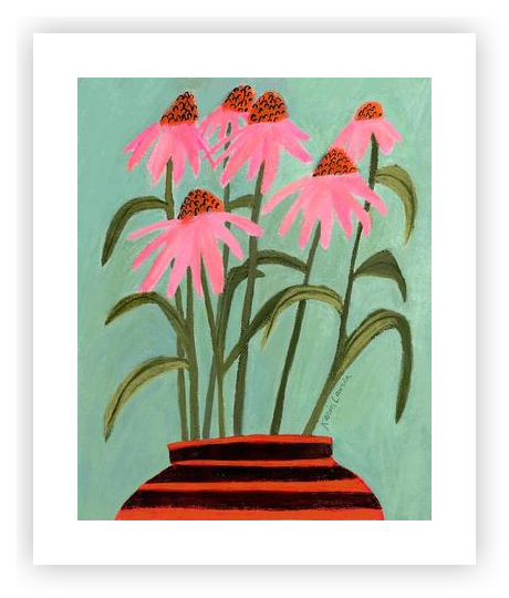 Pink Coneflower Botanical – Modern Floral Wall Art, Echinacea