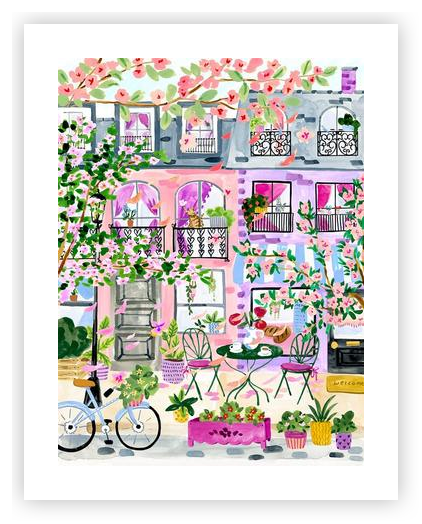 Cherry Blossom Café Street by Sabina Fenn - Sabina Print Co on