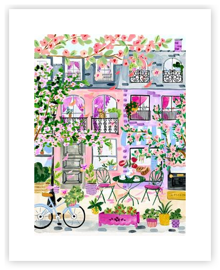 Cherry Blossom Café Street by Sabina Fenn - Sabina Print Co on