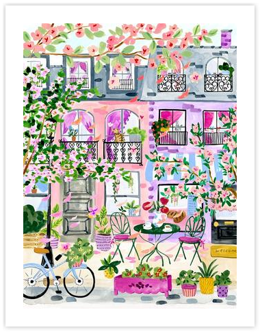 Cherry Blossom Café Street by Sabina Fenn - Sabina Print Co on