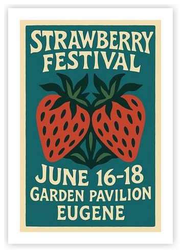 Retro Strawberry Festival Poster Print by Pat Krygowski on