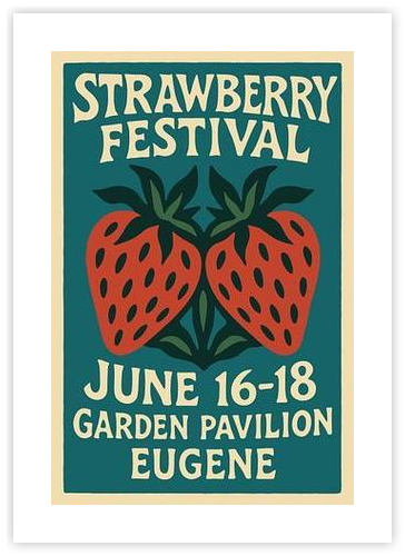 Retro Strawberry Festival Poster Print by Pat Krygowski on