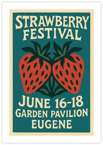 Retro Strawberry Festival Poster Print by Pat Krygowski on