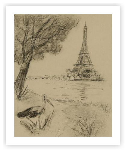 Dreaming of Paris Drawing by Sara Jeffries on Artfully Walls