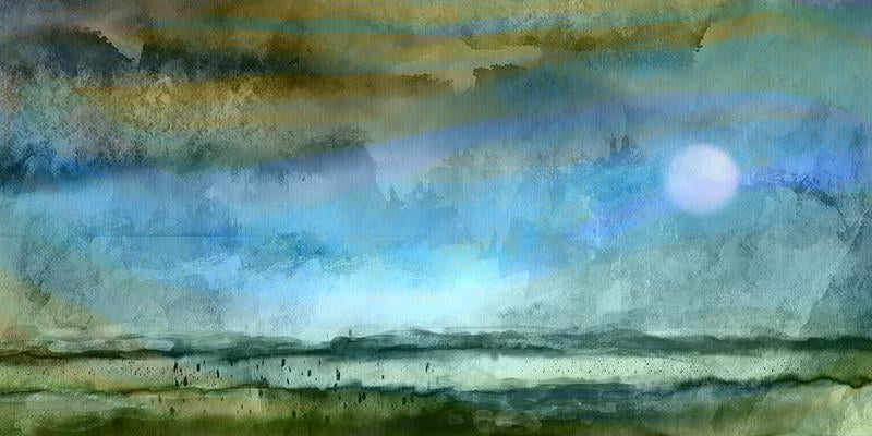 Moody Blue Coastline Abstract Landscape by Mindy Zielfelder on
