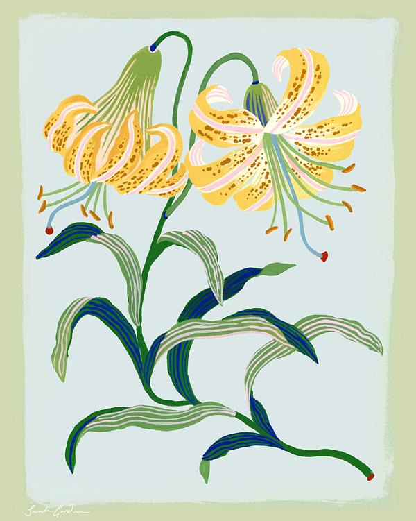 Tiger Lily on Blue by Sarah Gordon on Artfully Walls