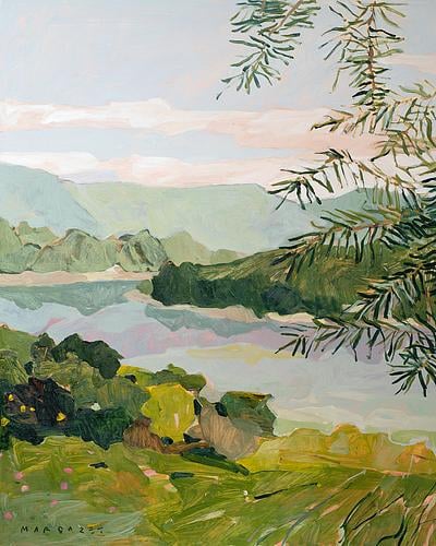 Canadian landscape with moose lake and mountains by Skripnik